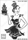 Schablone-Stencil A3 210-0804 Pin Up mit Torte